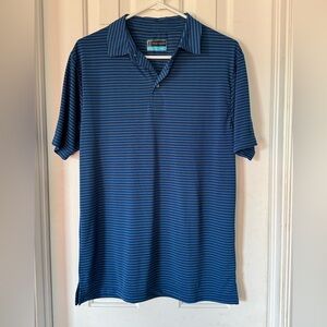 PGA tour Navy Striped Polo golf Shirt